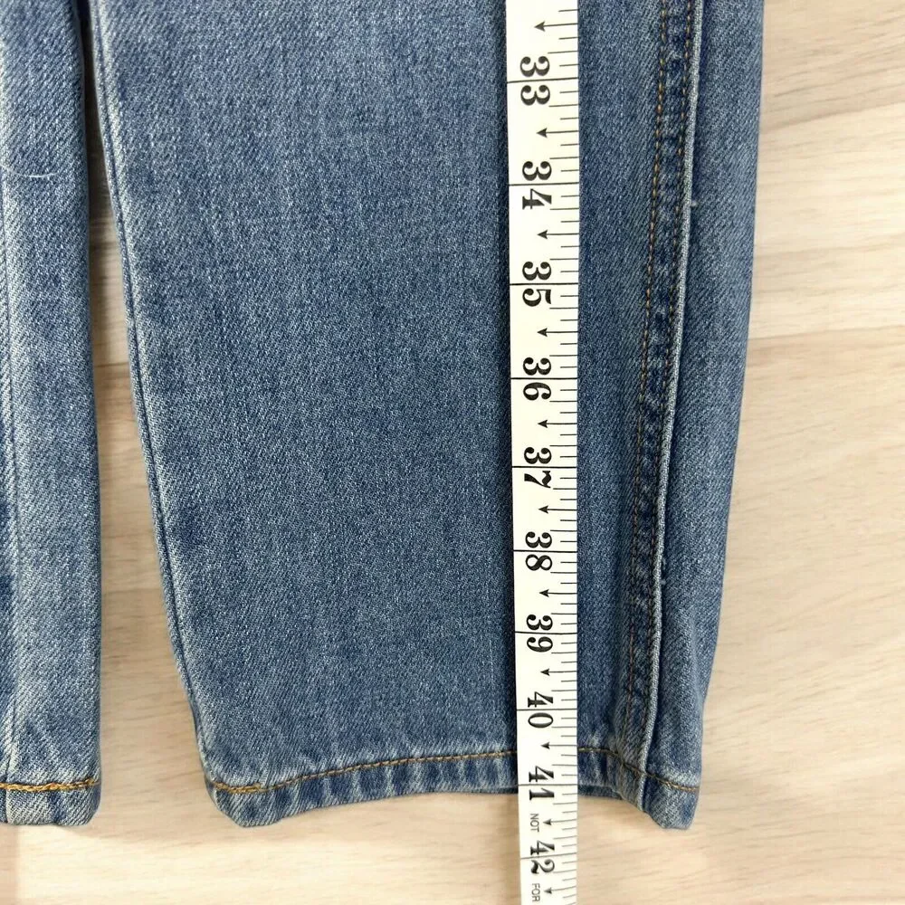 Old Navy Denim Bib Overalls Girls M 8 Distressed Straight Leg Casual